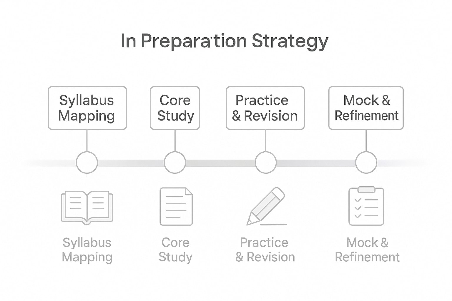 Visual timeline: syllabus mapping, core study, revision, mocks CSS Preparation Timeline