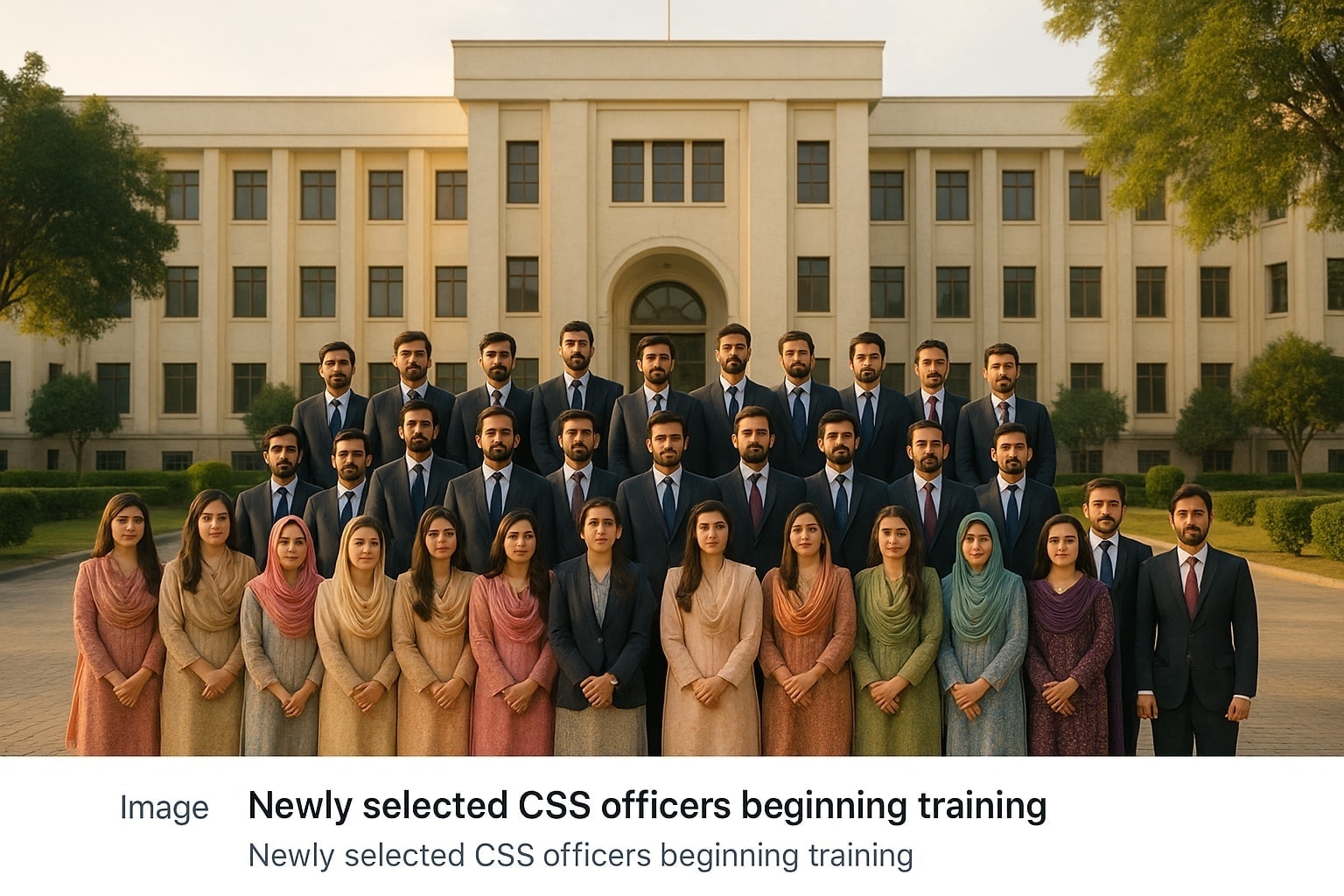 New CSS officers at training academy courtyard Civil Service Training Cohort